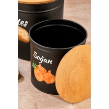 2 Katlı Ahşap Kapaklı Metal Patates Soğan Kovası - Sebzelik - Patates Soğanlık Sepeti