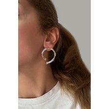 Bones And Diamonds Altın Kaplama C Tipi Kadın Çivi Küpe