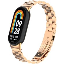 Kupa Xiaomi Mi Band 8 Mi Band 9 Akıllı Bileklik Ayarlanabilir Klipsli Paslanmaz Çelik Metal Bakla Kordon