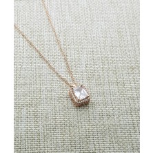 Canka Baget Taşlı Tektaş Gümüş Kolye