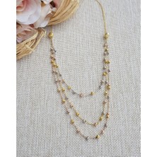 Canka Üç Renk Üç Sıra Dorika Toplu Gümüş Kolye