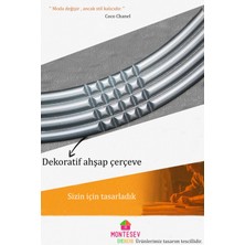 Montesev Safir Gümüş Dekoratif Yuvarlak Ayna İşlemeli Ahşap Duvar Aynası Banyo Aynası Tekli