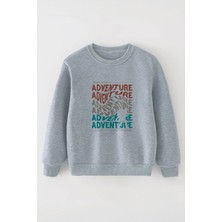 Myada Özel Tasarım Adventure Exploring Baskılı Oversize Çocuk Sweatshirt 11134