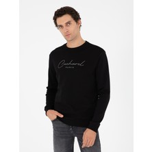Cacharel Erkek Siyah Regular Fit Bisiklet Yaka Pamuklu Sweatshirt 50296883-VR046
