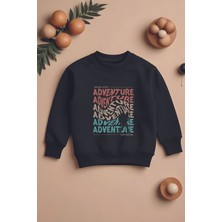 Myada Özel Tasarım Adventure Exploring Baskılı Oversize Çocuk Sweatshirt 11134