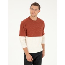 Cacharel Erkek Kiremit Slim Fit Bisiklet Yaka Triko Kazak 50292568-VR031