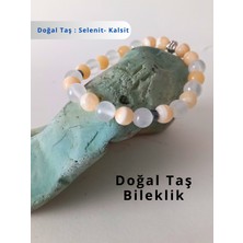 Ayre Style Doğal Taş Bileklik - Selenit ve Kalsit Doğal Taşı Esnek Bileklik - Hediye Bileklik