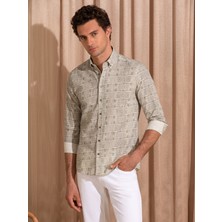 Cacharel Erkek Haki Slim Fit Uzun Kollu Gömlek 50265455-VR027