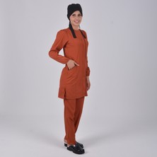 Nur Medikal Giyim Kiremit Soft Likra Hemşire Doktor Tesettür Üniforma Takım