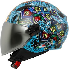 Sway Sw 765 Spring Blue Güneş Vizörlü Yarım Motosiklet Kaskı - L