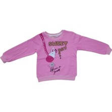 İrem Çocuk Giyim Kız Çocuk Önü Arkası Zürafa Yazı Desenli Pembe Renk Şardonlu Sweatshirt