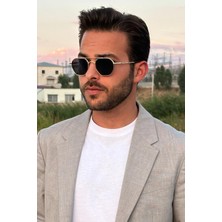 Falan Eyewear Willy Erkek Güneş Gözlüğü Gold-Siyah