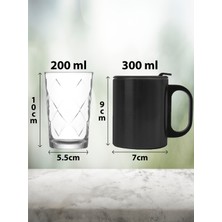 Thermohis Buz Mavisi Çift Katmanlı 304 Paslanmaz Çelik Kulplu 300ML Küçük Termos Bardak Çay Kahve Termosu Travel Mug Kupa