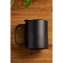 Thermohis Çift Katmanlı Paslanmaz Çelik 300ml Mat Siyah Kulplu Küçük Bardak Termos Travel Mug Kupa Kahve Bardağı (1-2 Saat Sıcak ve Soğuk)