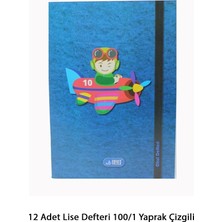 12 Adet Lise Defteri 100/1 Yaprak Çizgili