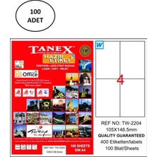 Tanex TW-2204 105X148,5 mm Lazer Etiket 100 Adet