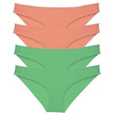 4 Adet Eko Set Likralı Kadın Slip Külot Pudra Yeşil
