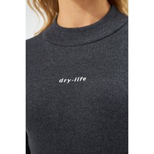 Actiwear Baskılı Fitilli Kaşkorse Yarım Balıkçı Boğazlı Body Bluz