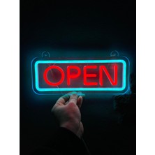 Neonite 'open' Işıklı Neon LED Dekoratif Duvar Yazısı Tabelası (32X12CM)