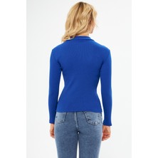 Baskılı Fitilli Kaşkorse Yarım Balıkçı Boğazlı Body Bluz