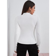 Actiwear Baskılı Fitilli Kaşkorse Yarım Balıkçı Boğazlı Body Bluz