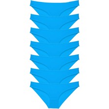 7 Adet Süper Eko Set Likralı Kadın Slip Külot Mavi