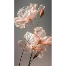 Harikabirev Harikabirev|pembe Rose-Gold Soyut Yaprak Çiçek Kombin |çerçeveli Cam Tablo 3lü Dikey