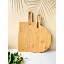 Mottogo Yuvarlak Bambu Kulplu Kesme Tahtası - 40X28 cm