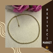 Hediyeci Market 316 L Gold Ince Burgu Paslanmaz Çelik Zincir Kolye - HMÇK-0036