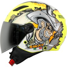 Sway Sw 765 Wanted Yellow Güneş Vizörlü Yarım Motosiklet Kaskı - Xl