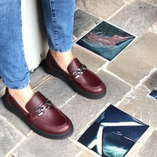 Degischic1 Bordo Deri Toka Loafer