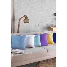 Znp Home Cozy | 2 Adet Turkuaz Renk Kadife Pamuklu Kırlent Yastık Kılıfı 44X44 cm