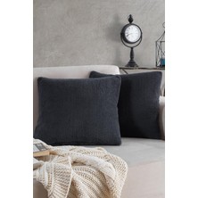 Znp Home Sofa | 2 Adet Antrasit Renk Welsoft Kırlent Kılıfı Yastık Kılıfı 44X44 cm