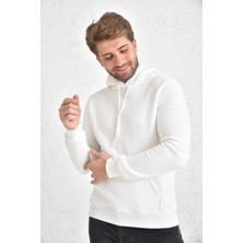 Tulnn Şardonlu Kapüşonlu Erkek Sweatshirt Beyaz