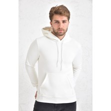 Tulnn Şardonlu Kapüşonlu Erkek Sweatshirt Beyaz