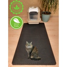 Serypet 60 x 100 cm 2XL Büyük Boy Kedi Tuvalet Önü Paspası Kedi Kumu Paspası Kedi Matı Siyah