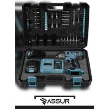 Assur 21V 2.0Ah Kömürsüz Motor 800 Nm Torklu Şarjlı Somun Sıkma Bijon Sökme Seti