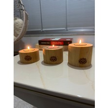 Çukurova Lezzetleri Lotus Çiçeği Desenli Mumluk 3'lü Set  (Katran Ağacı)