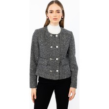 Ekol Kendinden Desenli Düğmeli Ceket