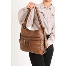 Baginn Y.s.deri Deri Kadın Omuz Çantası Sırt Çantası Fonksiyonel Kullanım 23*30 cm Vegan Suni Deri