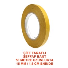 Çift Taraflı Bant 50 Metre Uzunlukta 15 mm - (1,5 Cm.) Enindedir.