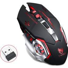 Upway TW-Q13 Kablosuz Sessiz Rgb LED Işıklı Şarjlı Ergonomik 2400DPI Gaming Mouse Siyah