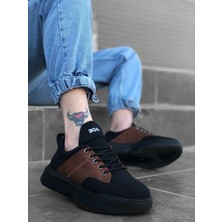 Aradım Taradım Ba0163 Bağcıklı Erkek Yüksek Taban Siyah Taba Spor Ayakkabı