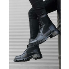 BA0183 Içi Dışı Hakiki Deri Siyah Erkek Postal Bot