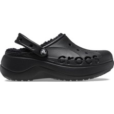 Cross Crocs Baya Platform Lined Clog Kadın Siyah Terlik 208708-001