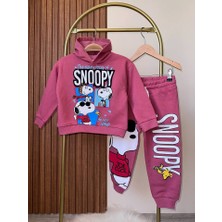 Tios Trend Snoopy Baskılı Kapüşonlu Sweatshirt Alt 2'li Takım