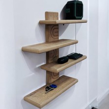 Akçe Home Asimetrik Bohem Ahşap Dekoratif Duvar Rafı 4 Raflı