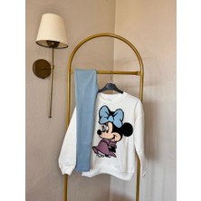 Tios Trend Minnie Mouse Baskılı Sweatshirt Alt 2'li Takım