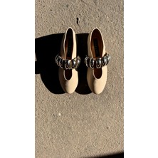 Eataly Shoes Gia Bej Rengi Gümüş Tokalı Babet