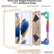 Seashell Digital Samsung Galaxy Tab A8 10.5 (2021 2022) Için Şık Pc Silikon El Kayışı Kick Stand mı Renkli Tablet Kılıfı (Yurt Dışından)